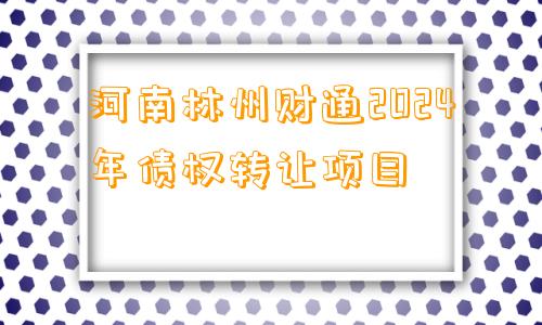 河南林州财通2024年债权转让项目