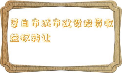 蒙自市城市建设投资收益权转让