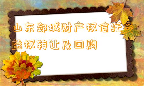 山东郯城财产权信托受益权转让及回购