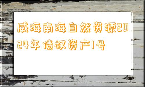 威海南海自然资源2024年债权资产1号