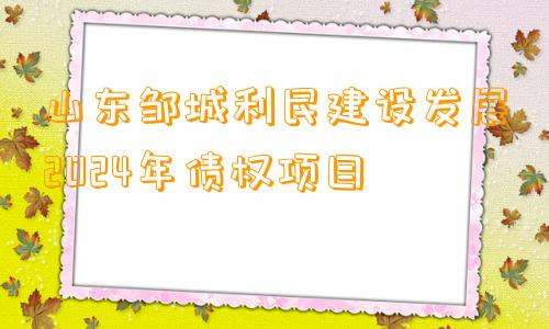 山东邹城利民建设发展2024年债权项目