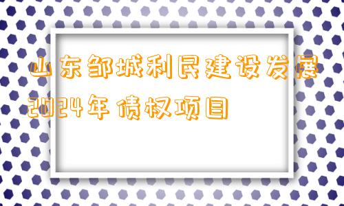 山东邹城利民建设发展2024年债权项目