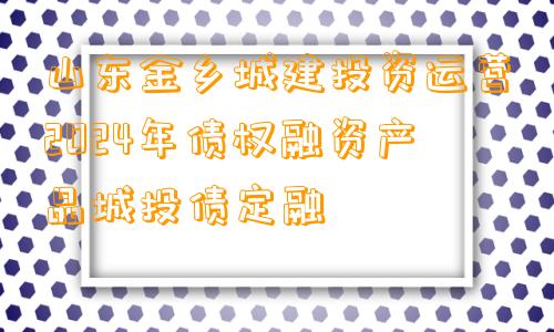 山东金乡城建投资运营2024年债权融资产品城投债定融