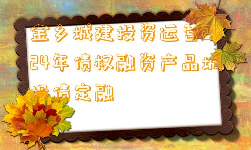 金乡城建投资运营2024年债权融资产品城投债定融