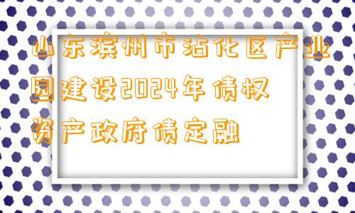 山东滨州市沾化区产业园建设2024年债权资产政府债定融