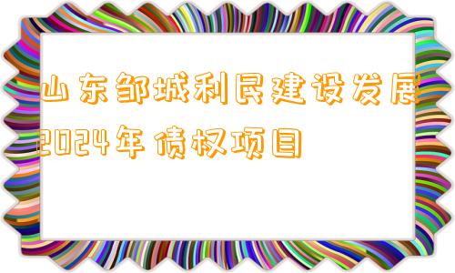 山东邹城利民建设发展2024年债权项目