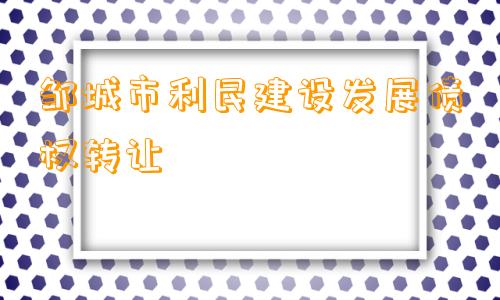 邹城市利民建设发展债权转让