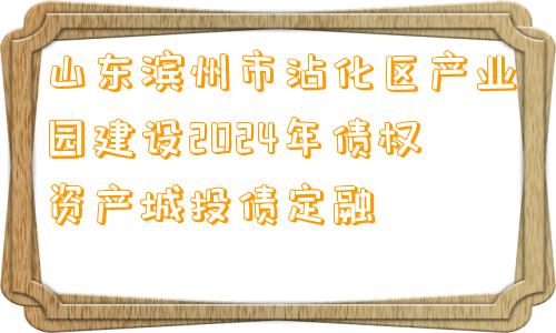 山东滨州市沾化区产业园建设2024年债权资产城投债定融