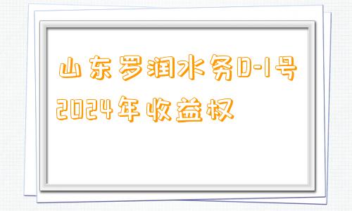 山东罗润水务D-1号2024年收益权