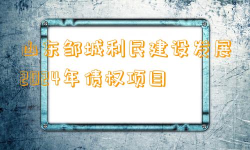 山东邹城利民建设发展2024年债权项目