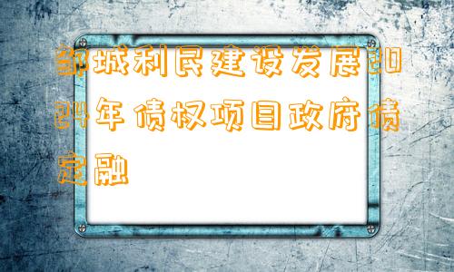 邹城利民建设发展2024年债权项目政府债定融