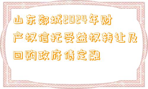 山东郯城2024年财产权信托受益权转让及回购政府债定融