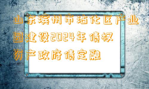 山东滨州市沾化区产业园建设2024年债权资产政府债定融