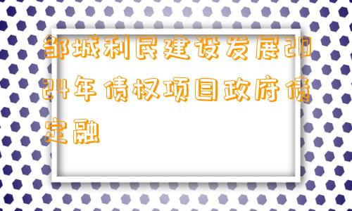 邹城利民建设发展2024年债权项目政府债定融