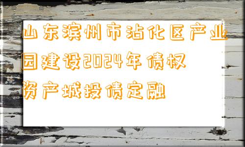 山东滨州市沾化区产业园建设2024年债权资产城投债定融