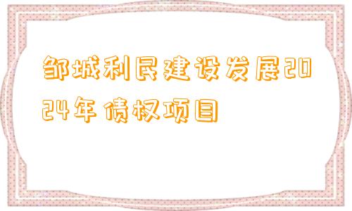 邹城利民建设发展2024年债权项目