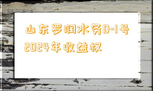 山东罗润水务D-1号2024年收益权