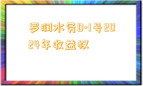 罗润水务D-1号2024年收益权