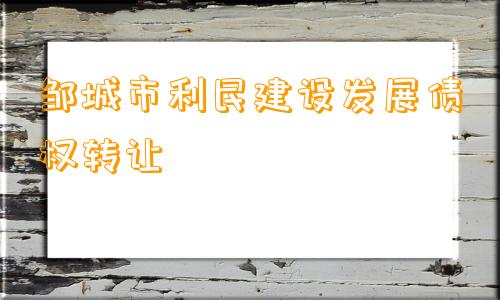 邹城市利民建设发展债权转让