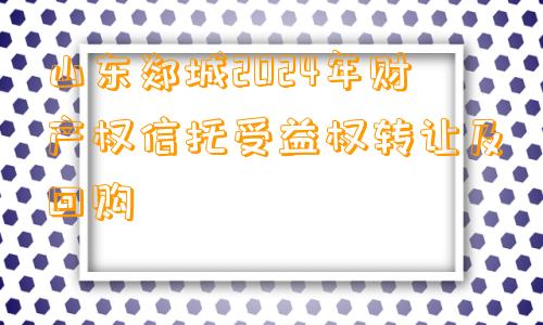 山东郯城2024年财产权信托受益权转让及回购