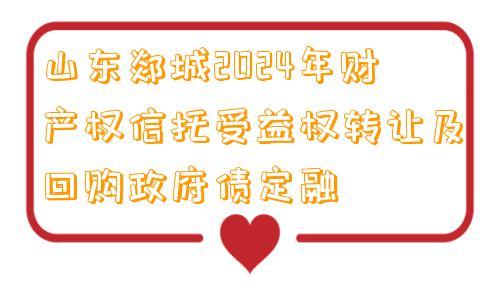 山东郯城2024年财产权信托受益权转让及回购政府债定融