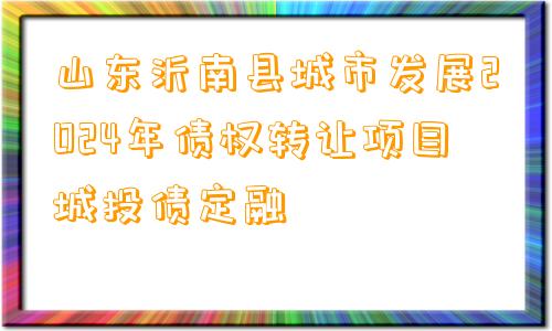 山东沂南县城市发展2024年债权转让项目城投债定融