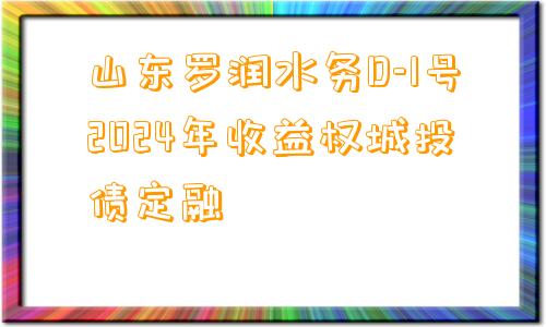 山东罗润水务D-1号2024年收益权城投债定融