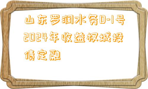 山东罗润水务D-1号2024年收益权城投债定融