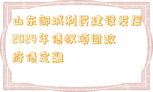 山东邹城利民建设发展2024年债权项目政府债定融