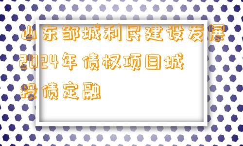 山东邹城利民建设发展2024年债权项目城投债定融