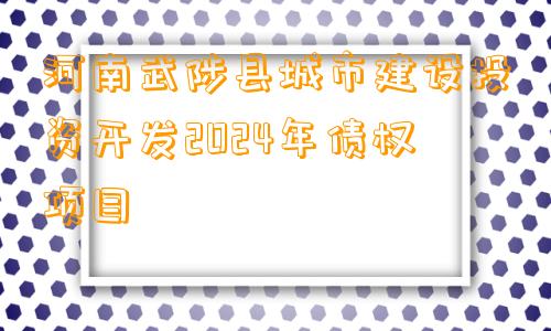 河南武陟县城市建设投资开发2024年债权项目