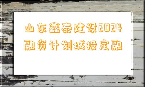 山东鑫泰建设2024融资计划城投定融