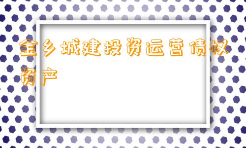 金乡城建投资运营债权资产