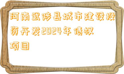 河南武陟县城市建设投资开发2024年债权项目