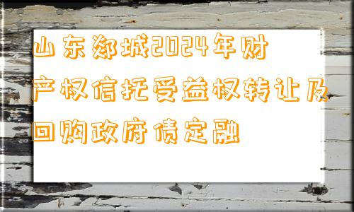 山东郯城2024年财产权信托受益权转让及回购政府债定融