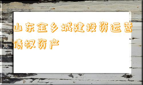 山东金乡城建投资运营债权资产