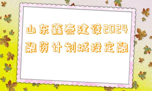 山东鑫泰建设2024融资计划城投定融