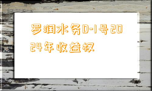 罗润水务D-1号2024年收益权