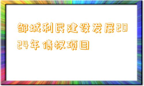 邹城利民建设发展2024年债权项目