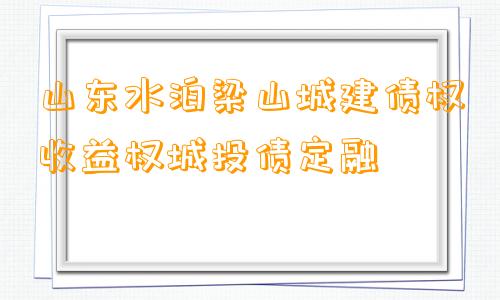 山东水泊梁山城建债权收益权城投债定融