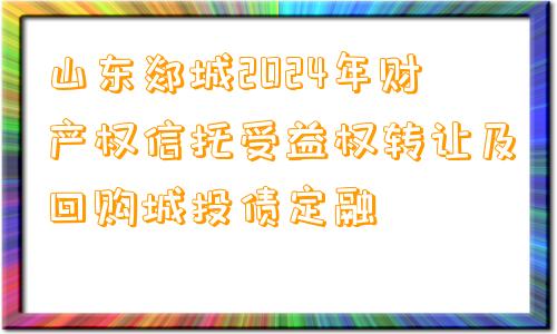 山东郯城2024年财产权信托受益权转让及回购城投债定融