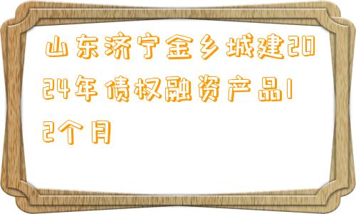 山东济宁金乡城建2024年债权融资产品12个月