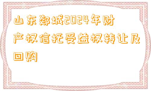 山东郯城2024年财产权信托受益权转让及回购