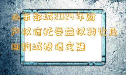 山东郯城2024年财产权信托受益权转让及回购城投债定融