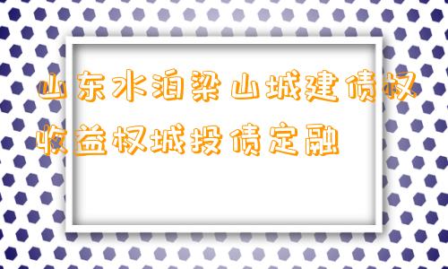 山东水泊梁山城建债权收益权城投债定融