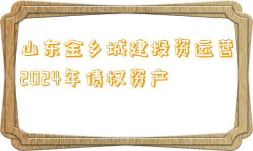 山东金乡城建投资运营2024年债权资产