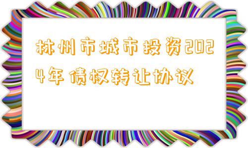 林州市城市投资2024年债权转让协议