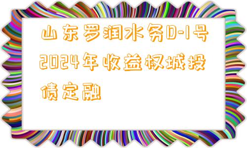 山东罗润水务D-1号2024年收益权城投债定融