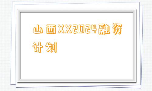 山西XX2024融资计划