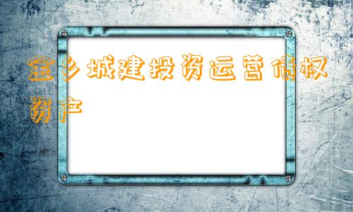 金乡城建投资运营债权资产